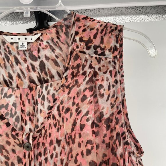 Cabi Womens Sheer Button Up Top Animal Print Size Small - Picture 4 of 9